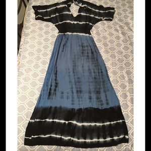 Earthbound Blue and Black Maxi Dress
